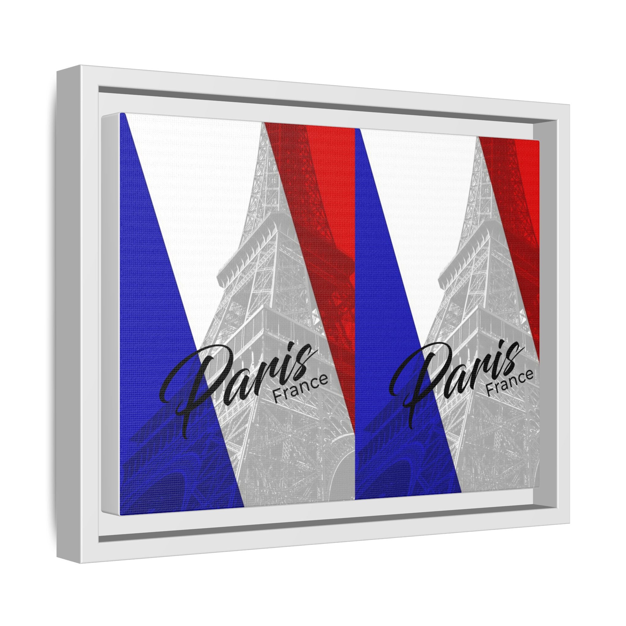 Paris Eiffel Matte Canvas Framed Wall Art — French Flag Pop-Print