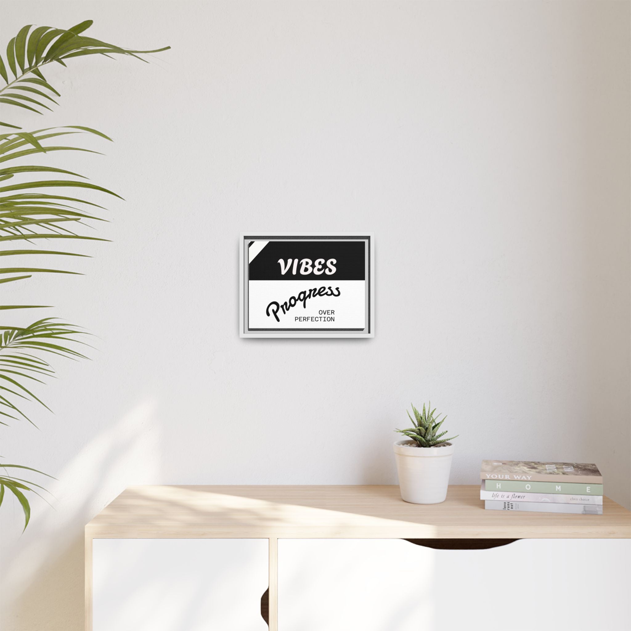 Framed Matte Canvas - “Vibes: Progress Over Perfection” Motivational Wall Art
