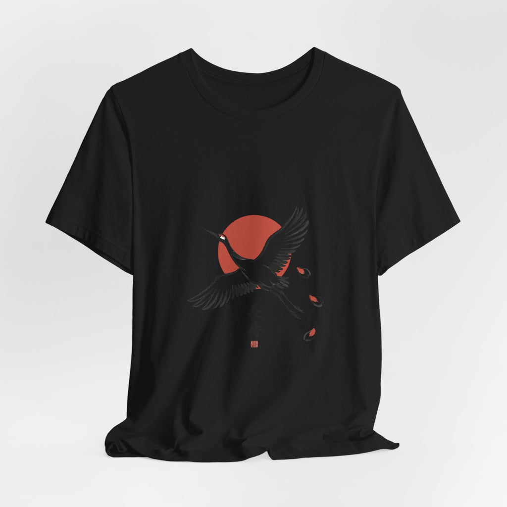 Crane Rising Sun Tee | Japanese Streetwear, Cherry Blossom Koi Aesthetic