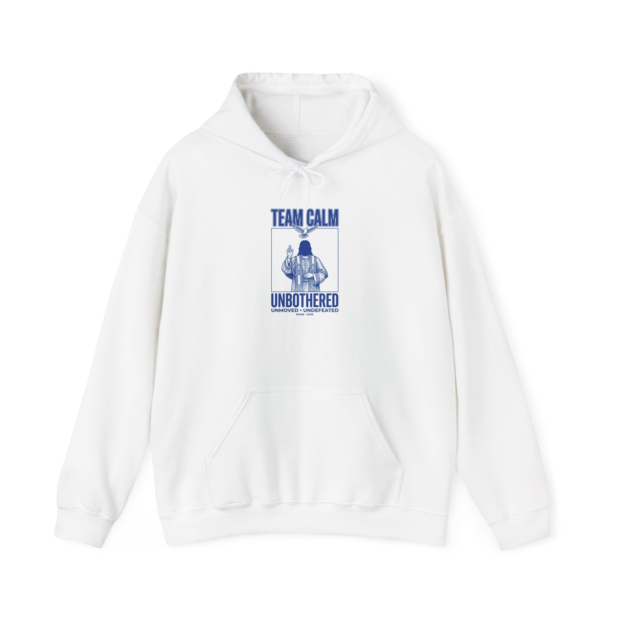 Team Calm Unbothered Hoodie | Pope‑coded Sacred Symbolism, Minimal Authority