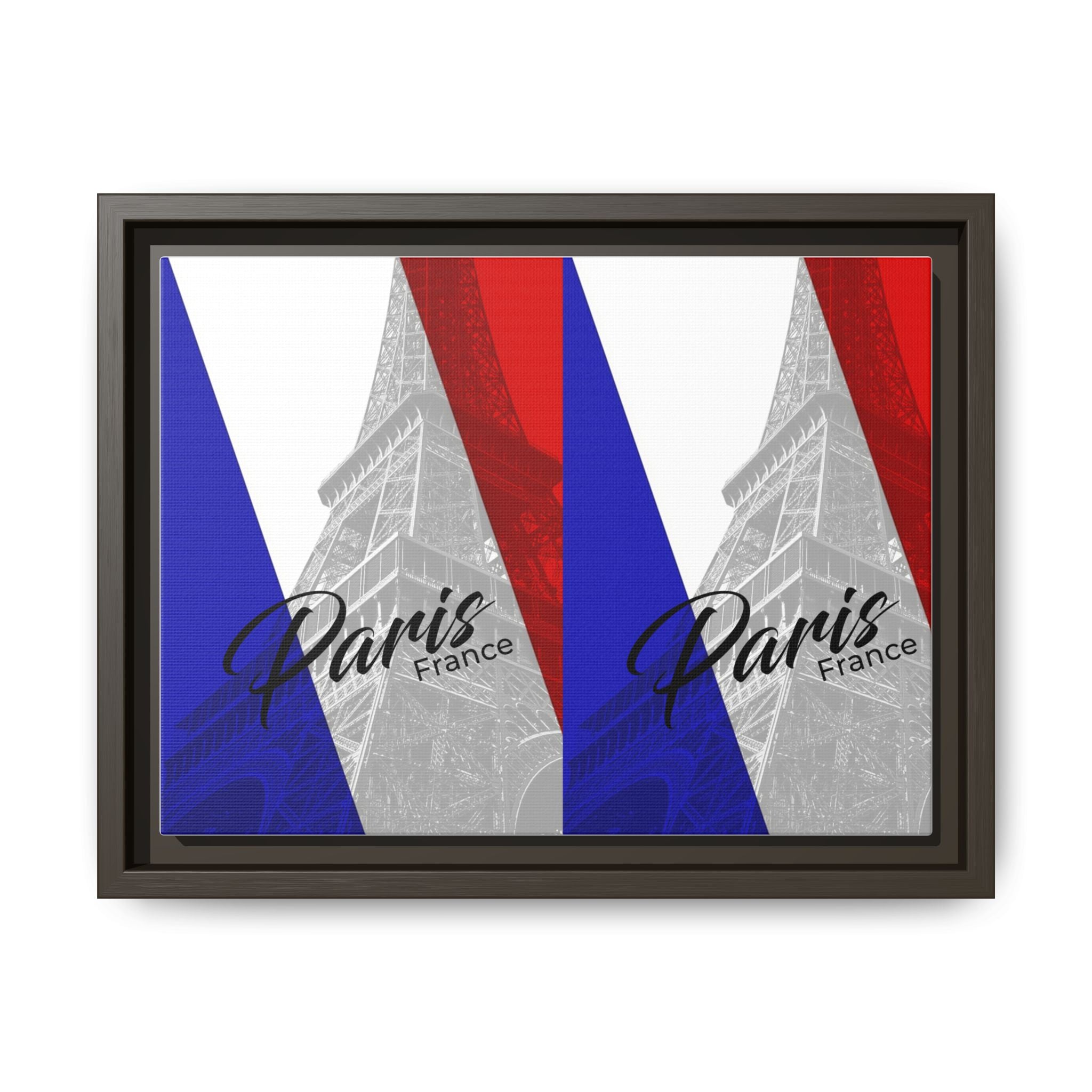 Paris Eiffel Matte Canvas Framed Wall Art — French Flag Pop-Print