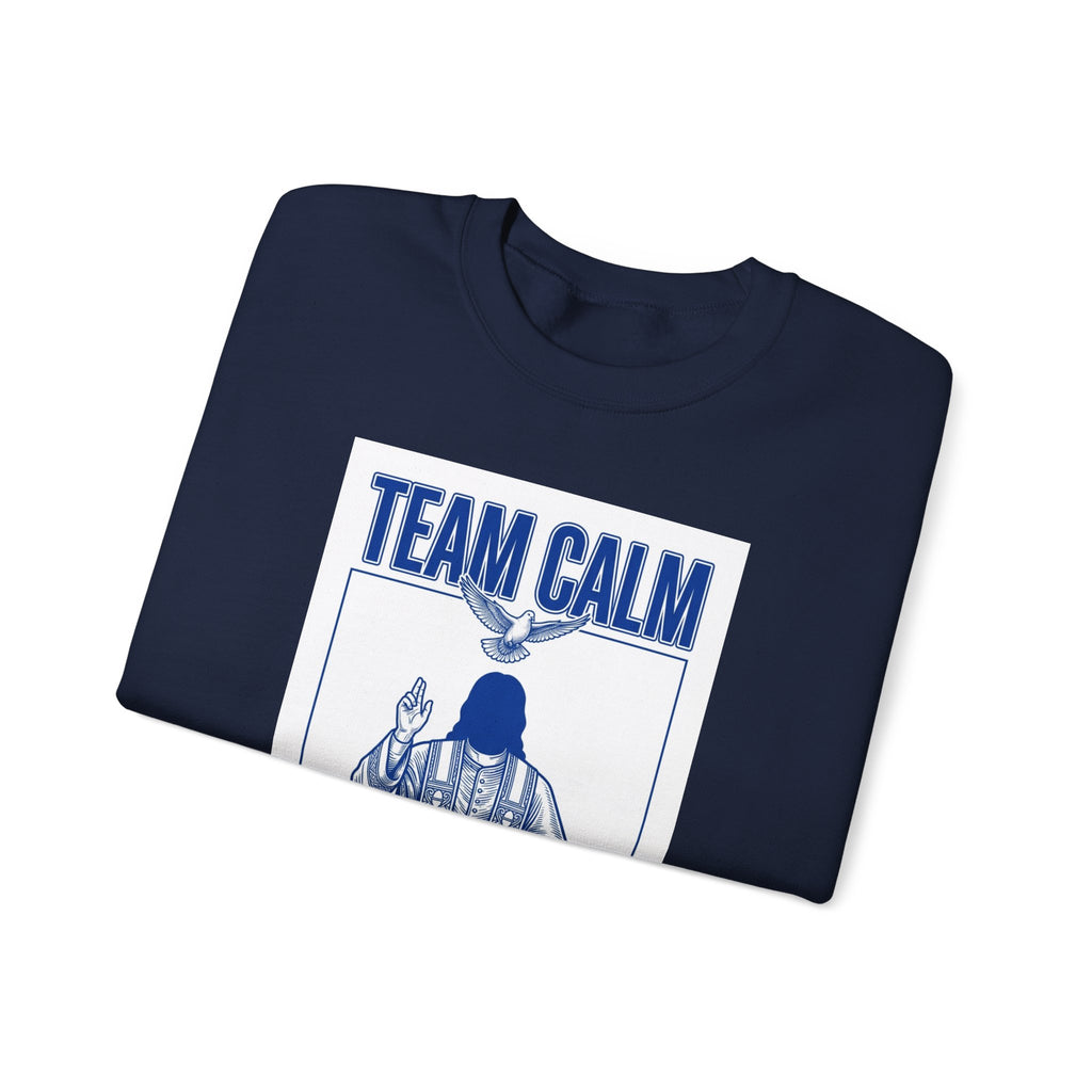 Team Calm 'Unbothered' Crewneck Sweatshirt | Pope‑coded Symbolism, Minimalist Religious Graphic