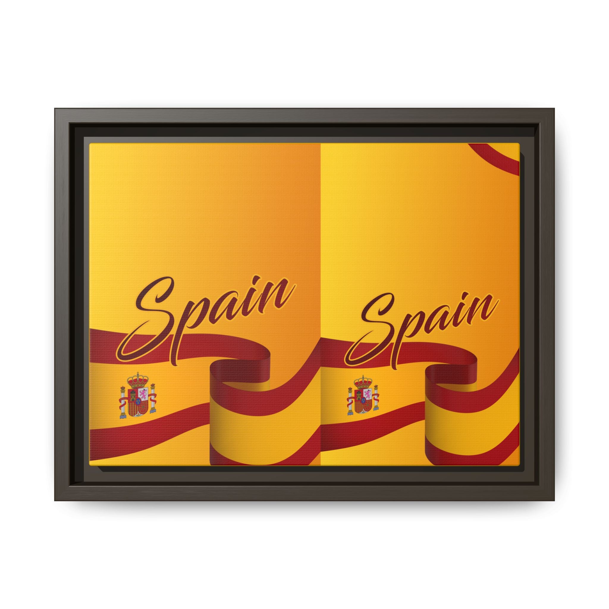 Spain Flag Matte Canvas Framed Wall Art — Travel Poster Decor