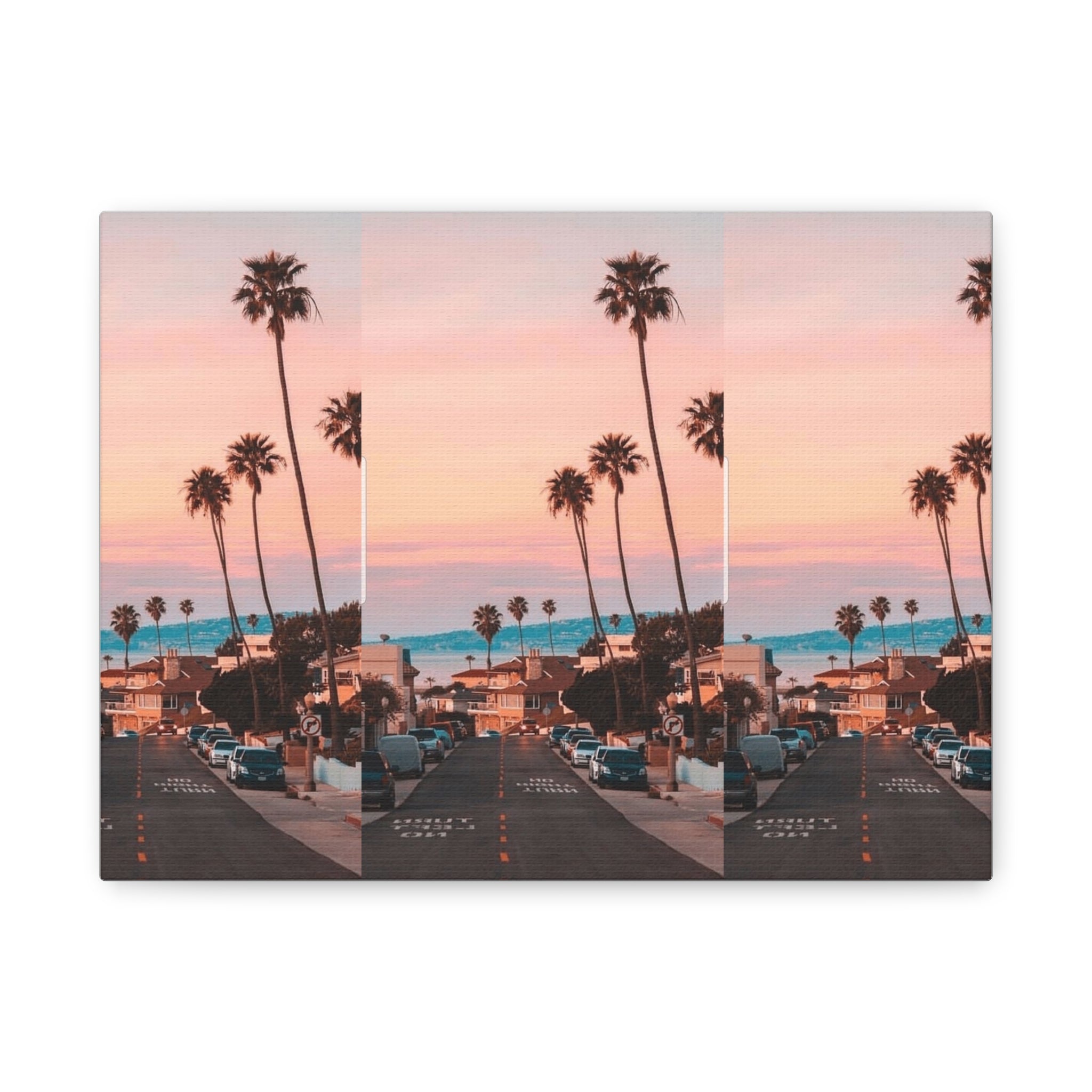 Sunset Palm Beach Canvas Print — Coastal Wall Art Matte Stretched