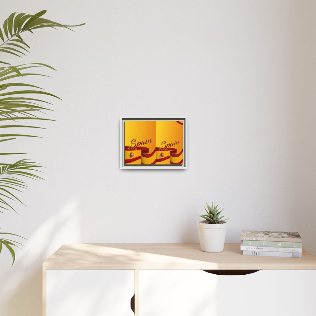 Spain Flag Matte Canvas Framed Wall Art — Travel Poster Decor
