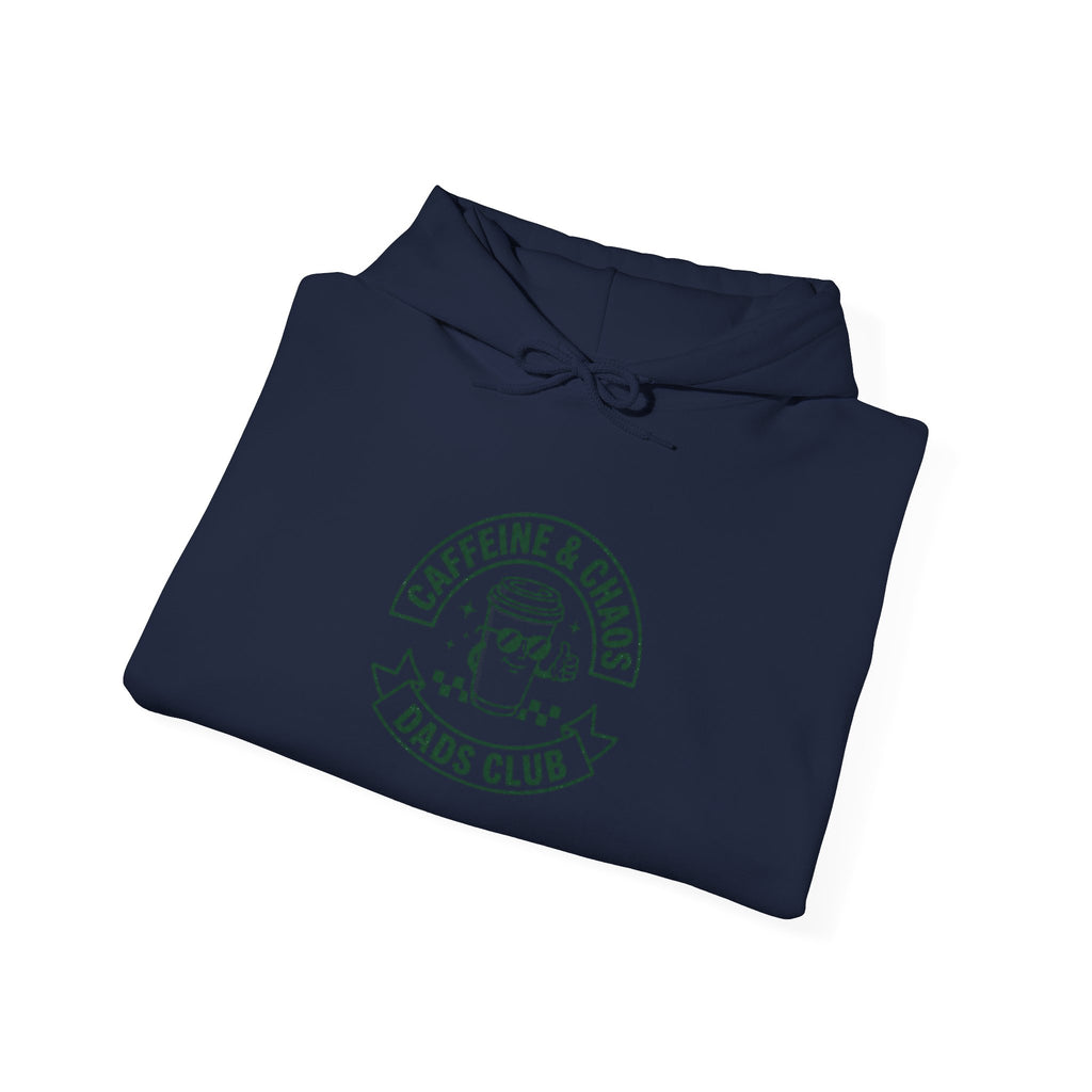 Caffeine & Chaos Dads Club Hoodie | Dad Identity streetwear, vintage typography