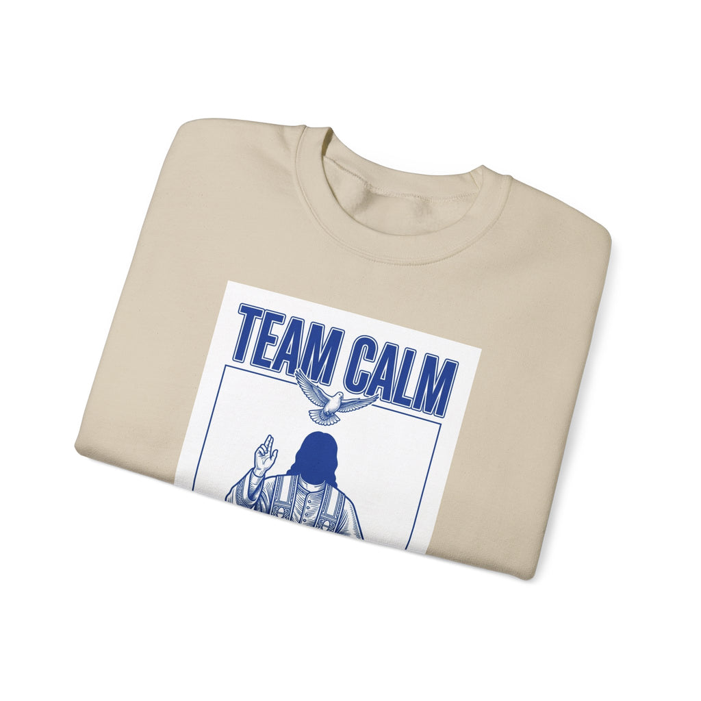 Team Calm 'Unbothered' Crewneck Sweatshirt | Pope‑coded Symbolism, Minimalist Religious Graphic