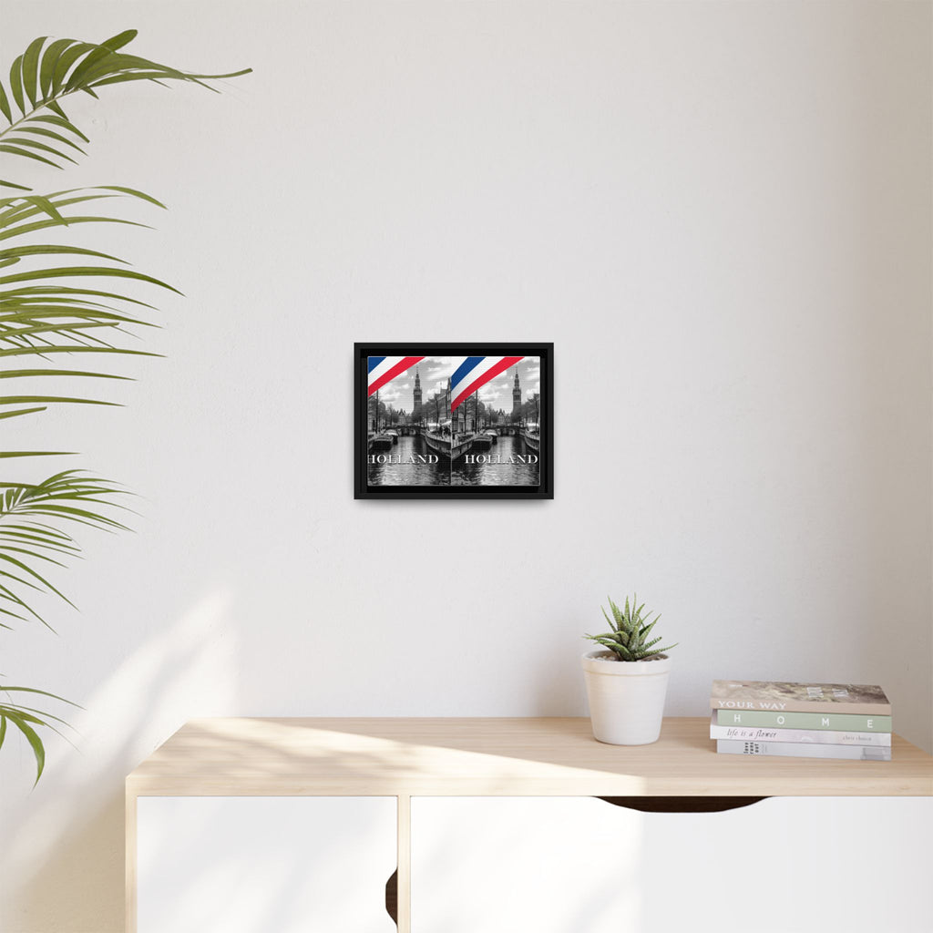 Holland Canal Framed Canvas Print — Dutch Flag Travel Wall Art