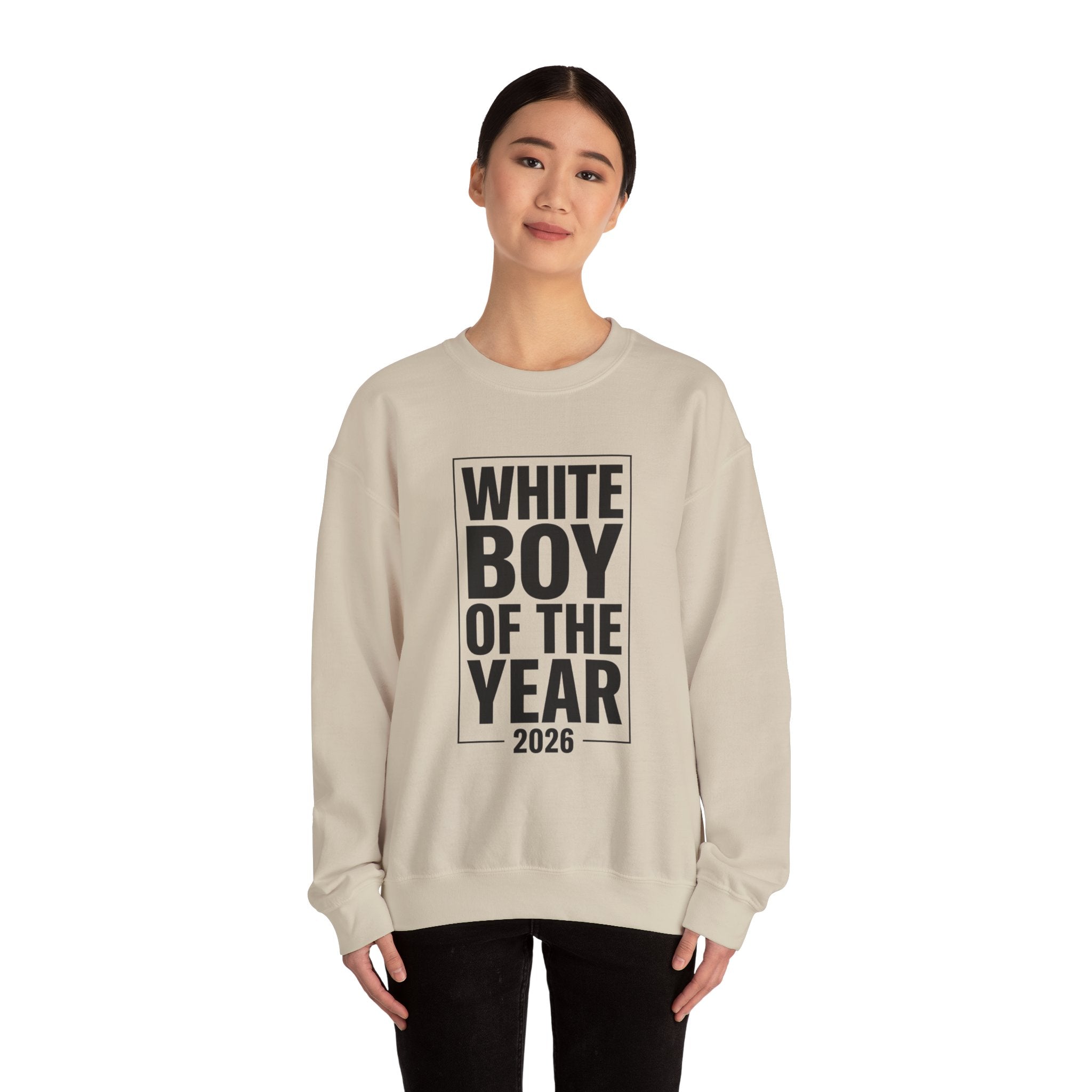 White Boy of the Year 2026 Sweatshirt | Meme Irony, Bold Text