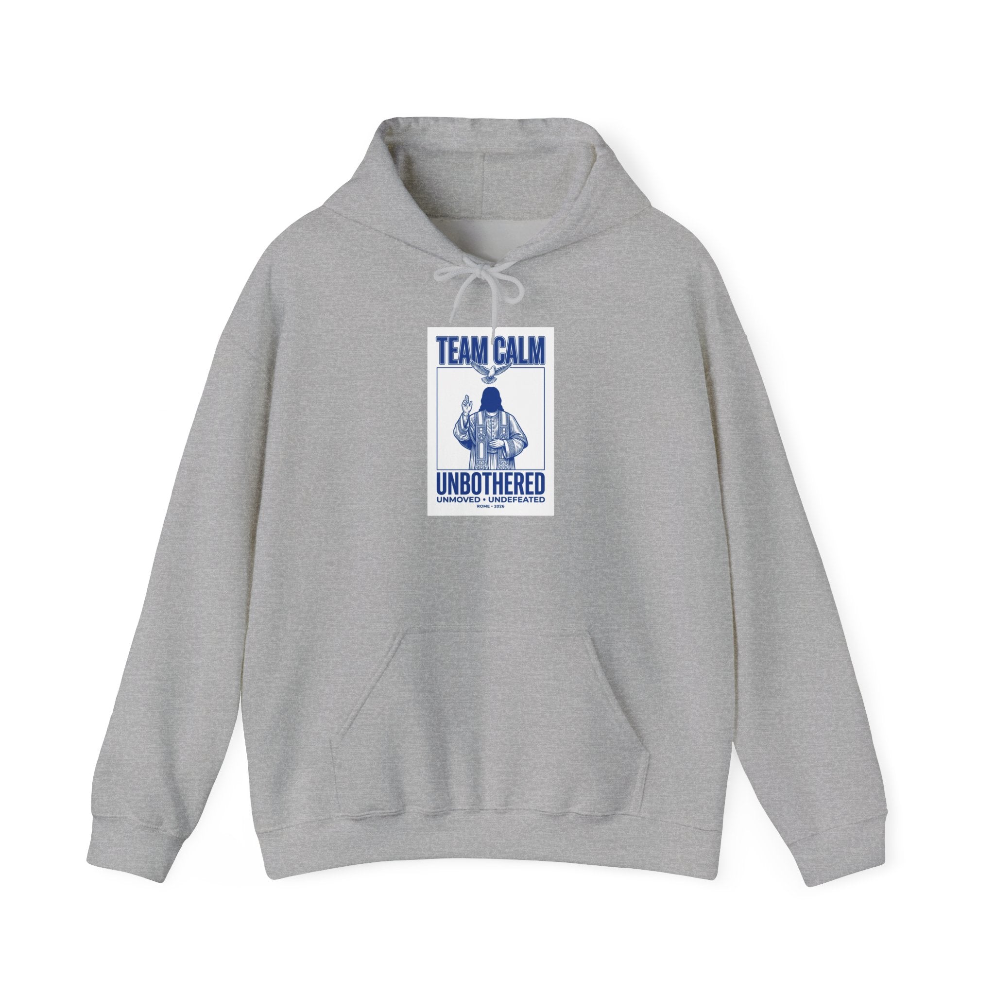 Team Calm Unbothered Hoodie | Pope‑coded Sacred Symbolism, Minimal Authority
