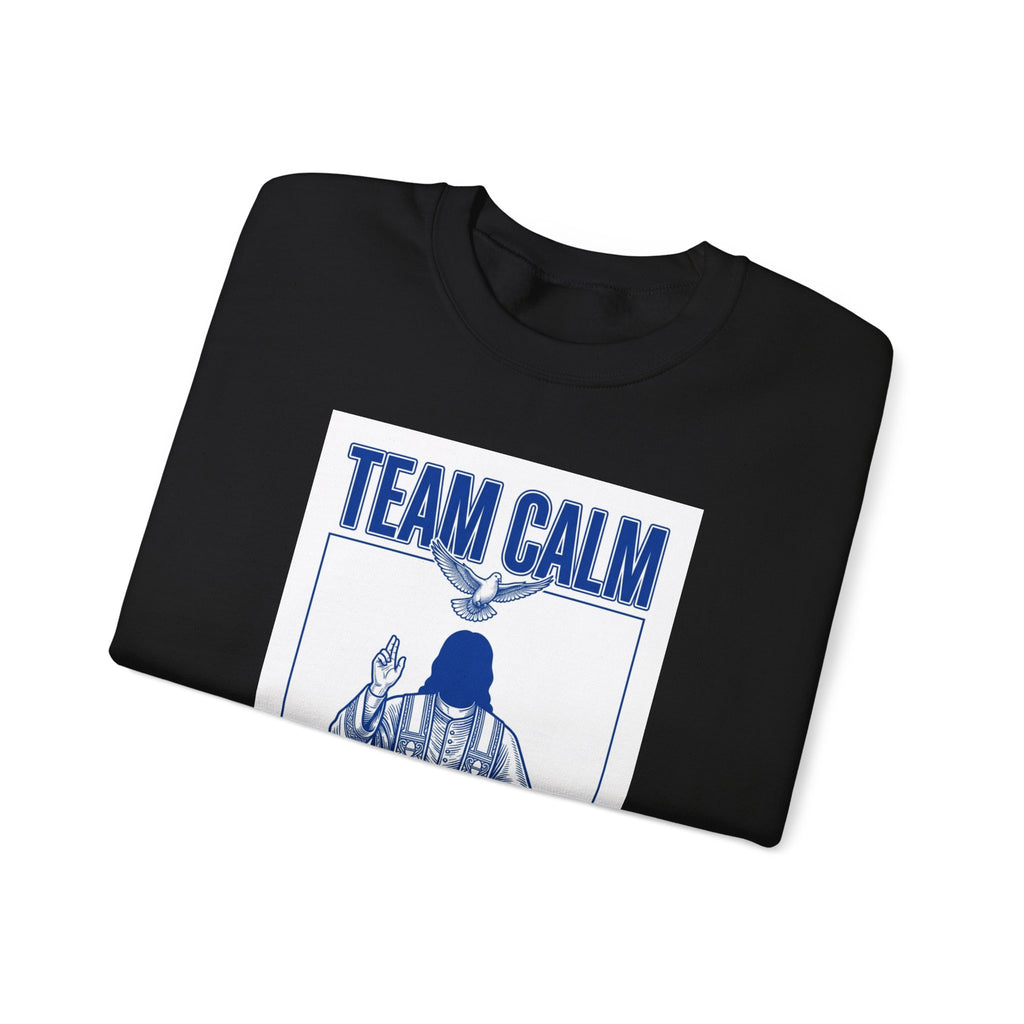 Team Calm 'Unbothered' Crewneck Sweatshirt | Pope‑coded Symbolism, Minimalist Religious Graphic