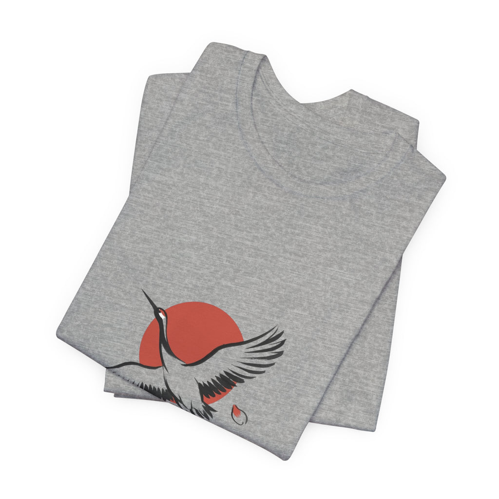 Crane Rising Sun Tee | Japanese Streetwear, Cherry Blossom Koi Aesthetic