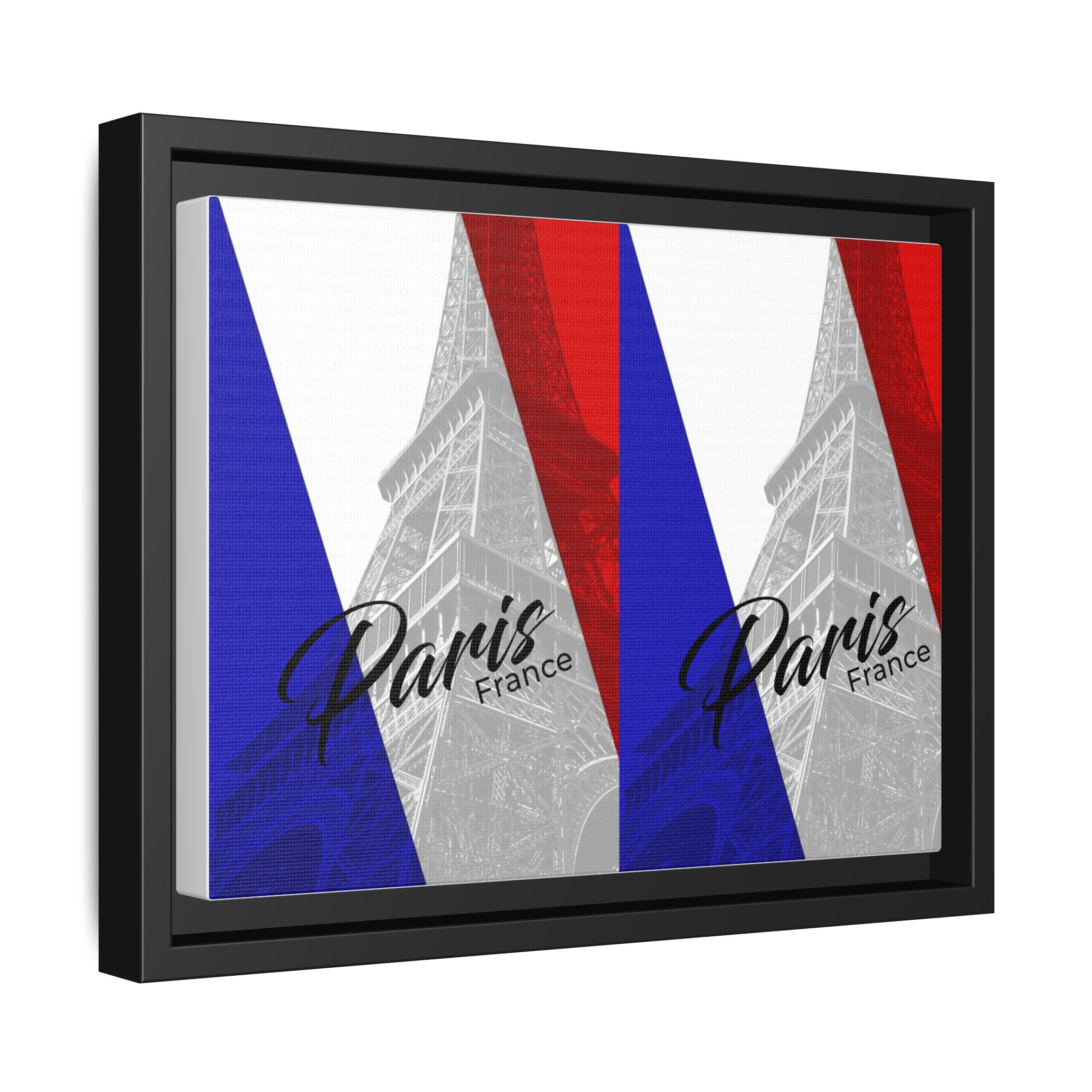 Paris Eiffel Matte Canvas Framed Wall Art — French Flag Pop-Print