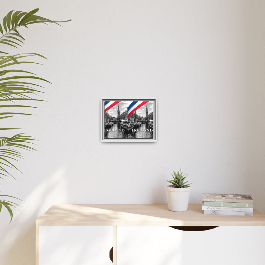 Holland Canal Framed Canvas Print — Dutch Flag Travel Wall Art