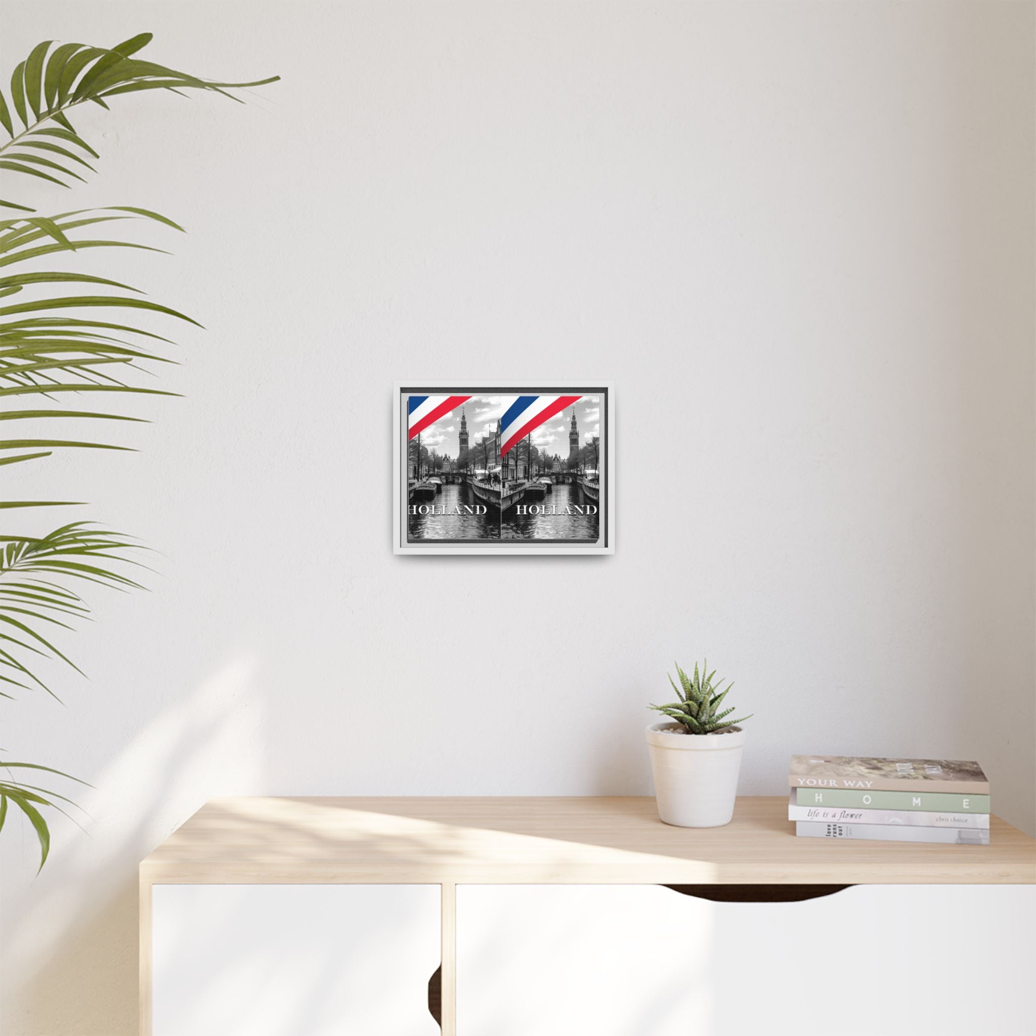 Holland Canal Framed Canvas Print — Dutch Flag Travel Wall Art