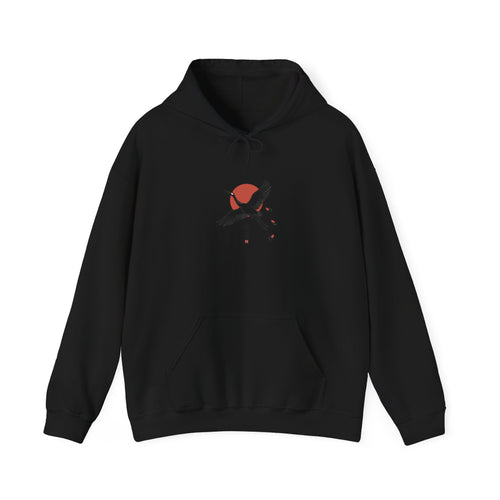 Cranes & Rising Sun Hoodie | Japanese streetwear, kanji, cherry blossom graphic