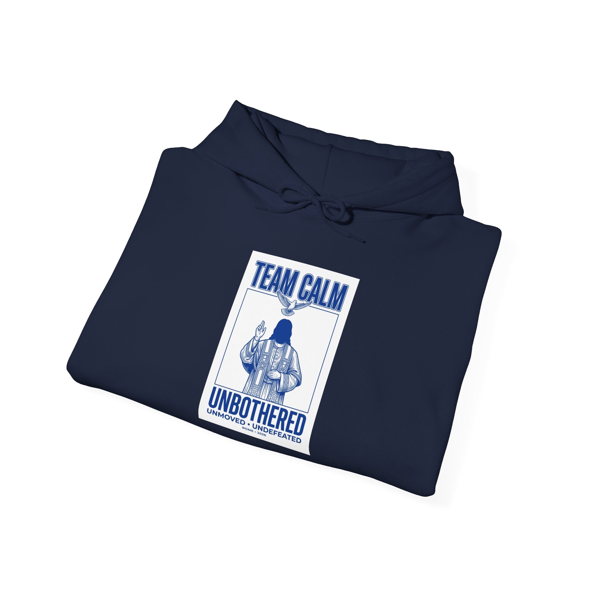 Team Calm Unbothered Hoodie | Pope‑coded Sacred Symbolism, Minimal Authority