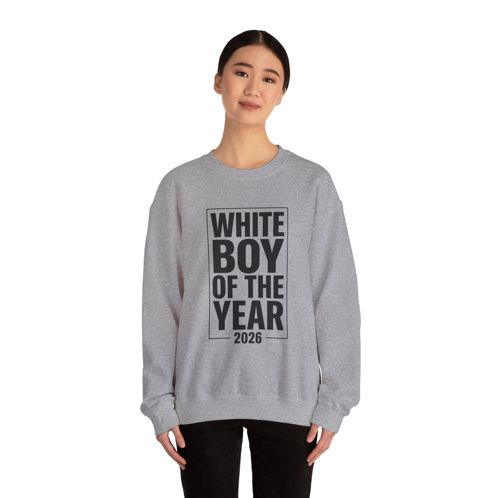 White Boy of the Year 2026 Sweatshirt | Meme Irony, Bold Text