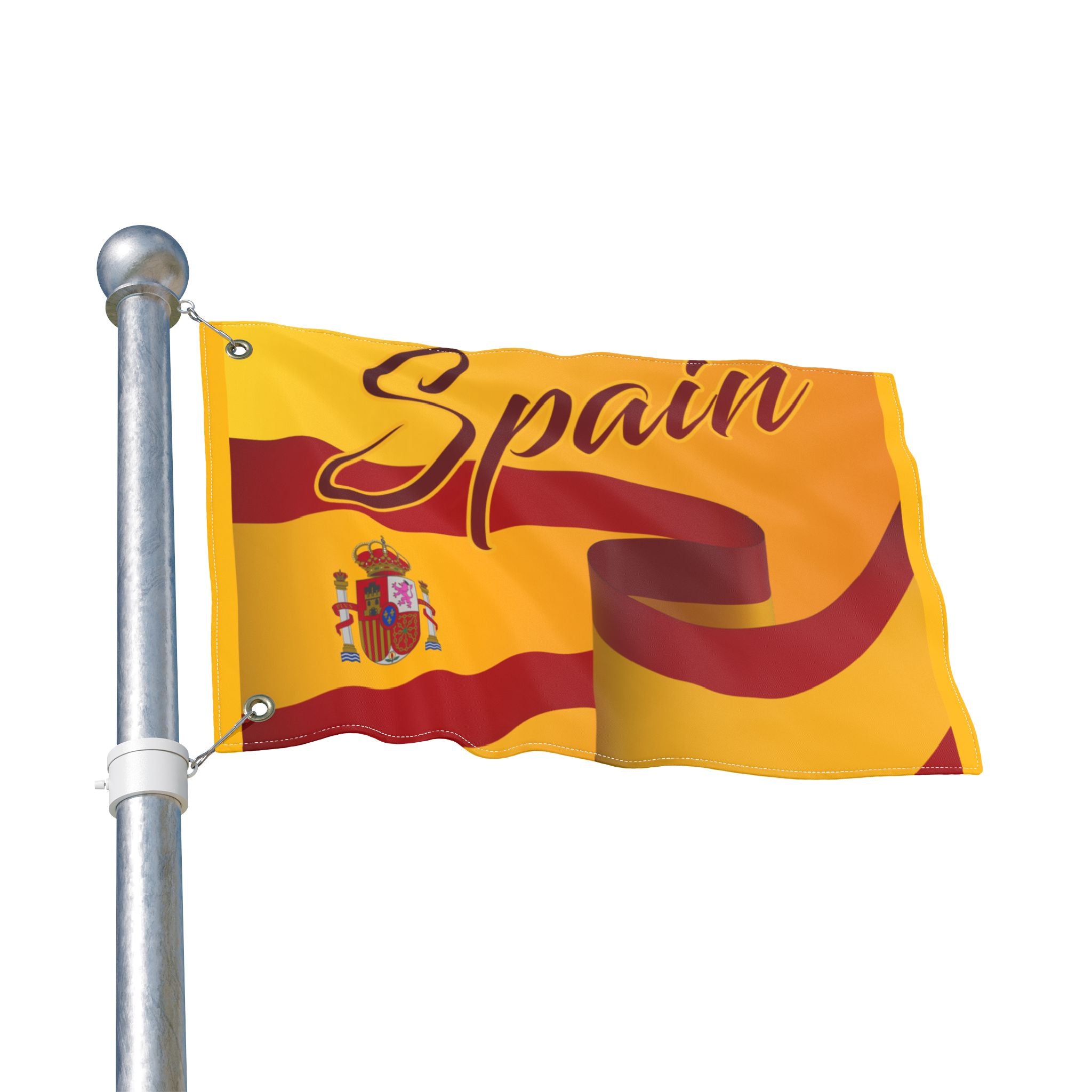 Spain Double-Sided Flag - Spanish Crest & Ribbon Outdoor Banner