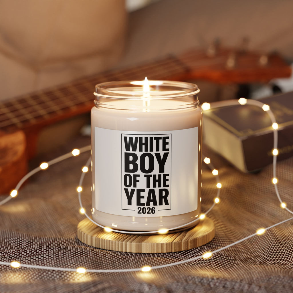 White Boy of the Year Candle, Scented Soy Jar, Meme Novelty 2026