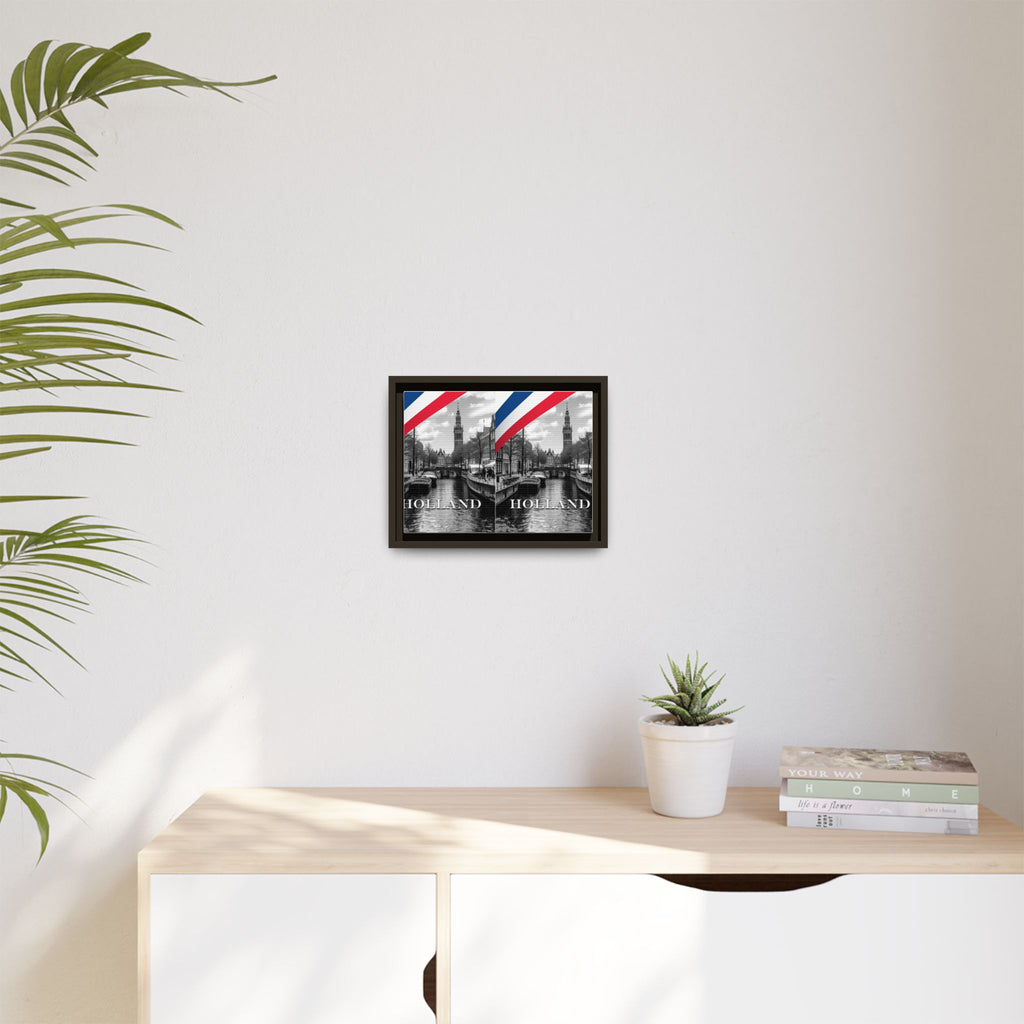 Holland Canal Framed Canvas Print — Dutch Flag Travel Wall Art