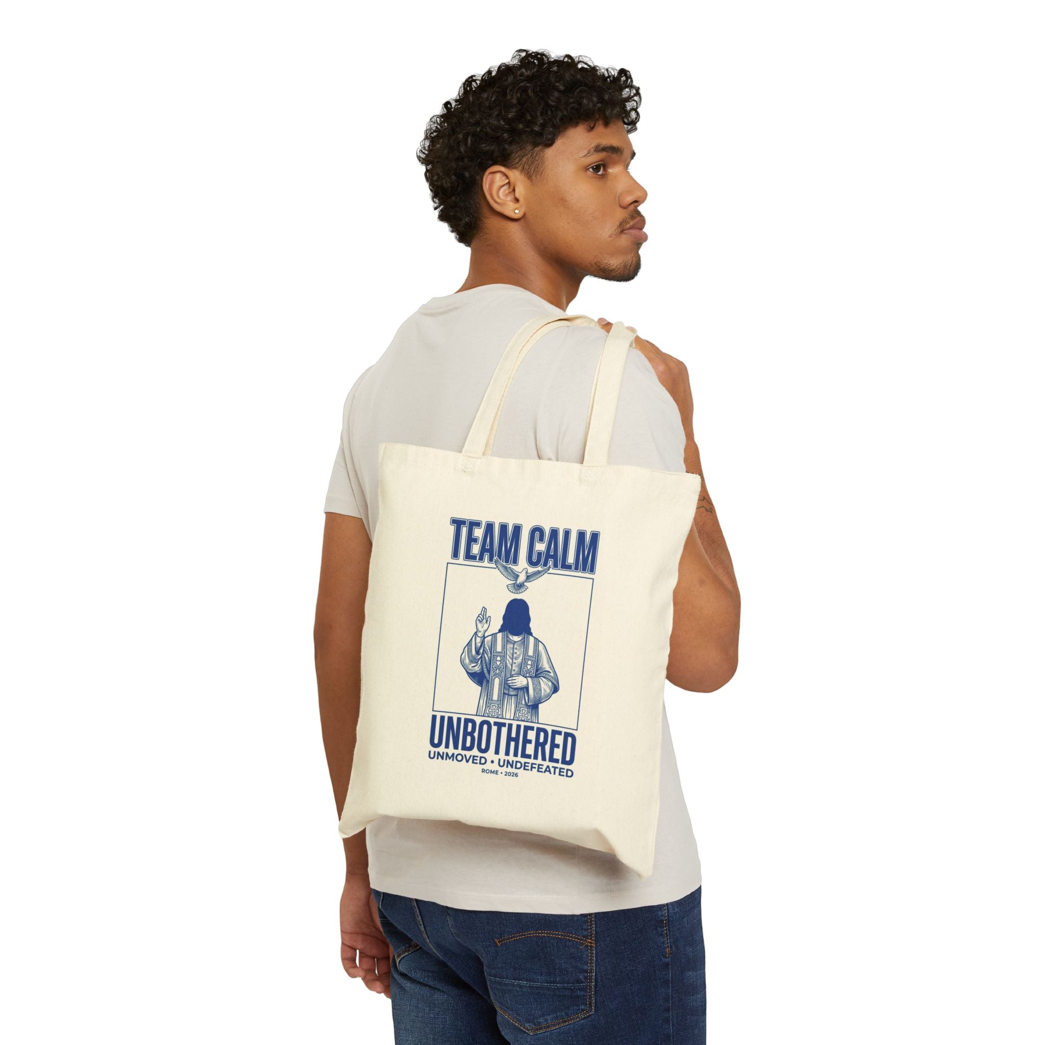 Team Calm Unbothered Tote | Pope-Style Icon, Quiet Power Canvas