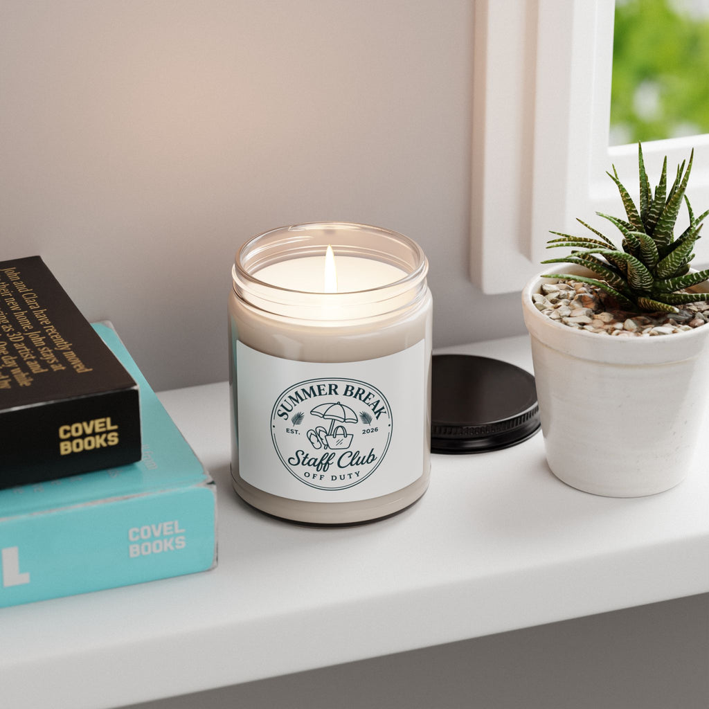 Summer Break Staff Club Candle, Teacher Last Day of School, Retro Beach Graphic