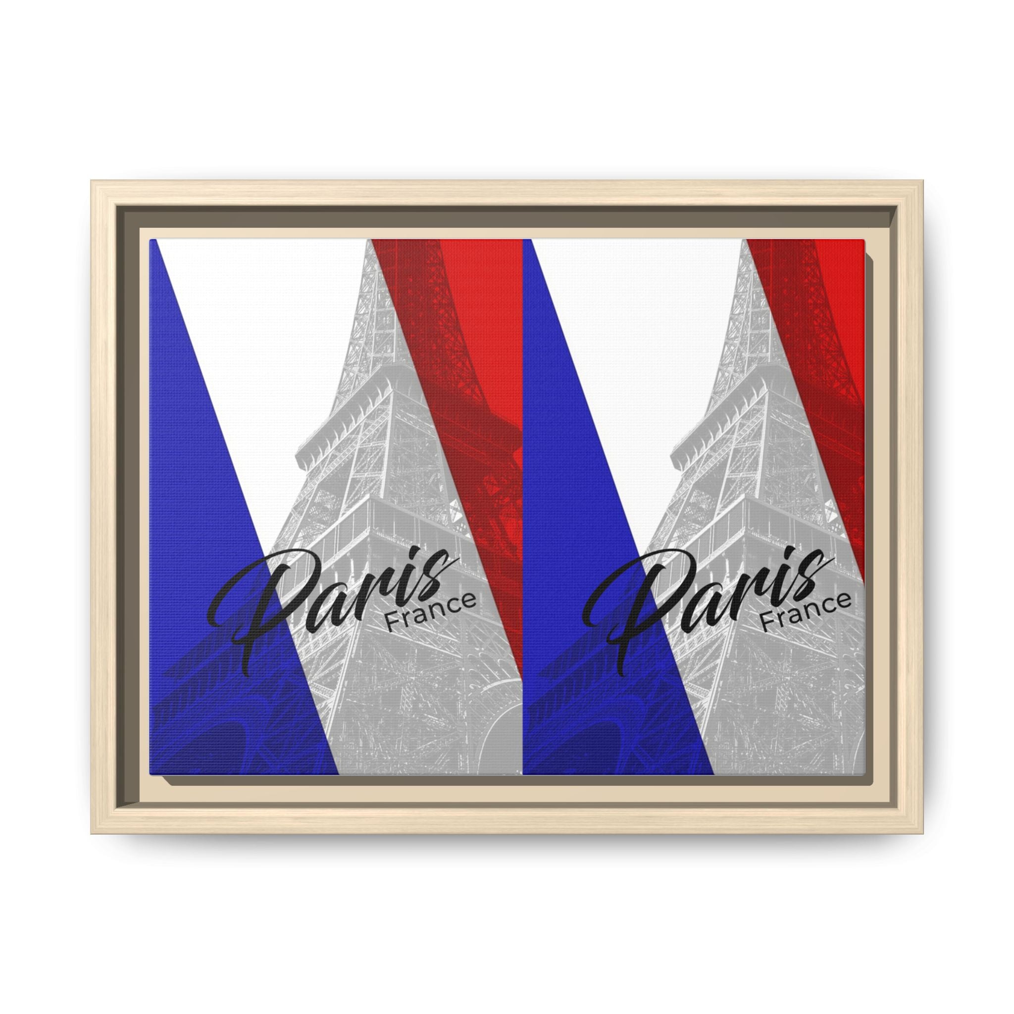 Paris Eiffel Matte Canvas Framed Wall Art — French Flag Pop-Print