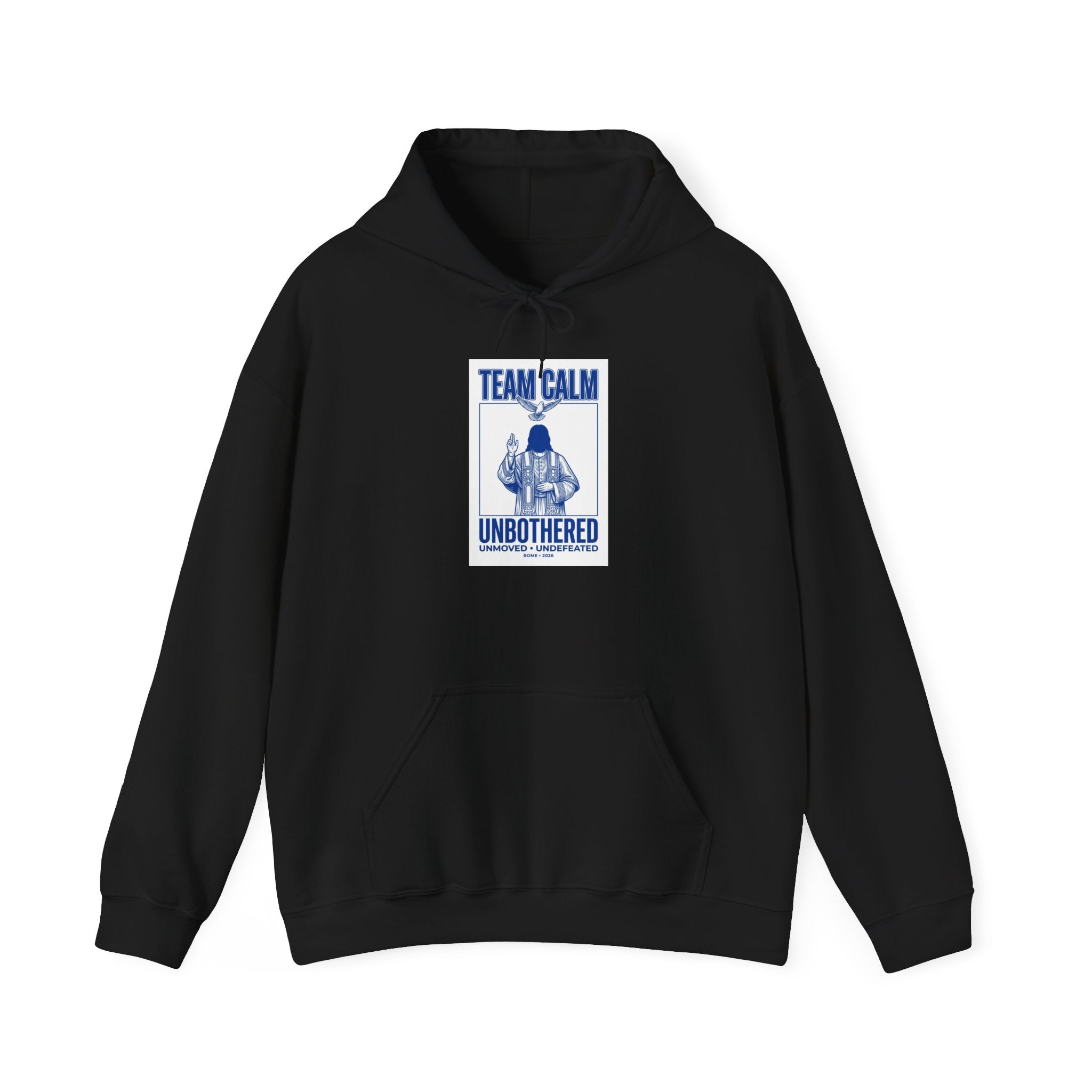 Team Calm Unbothered Hoodie | Pope‑coded Sacred Symbolism, Minimal Authority