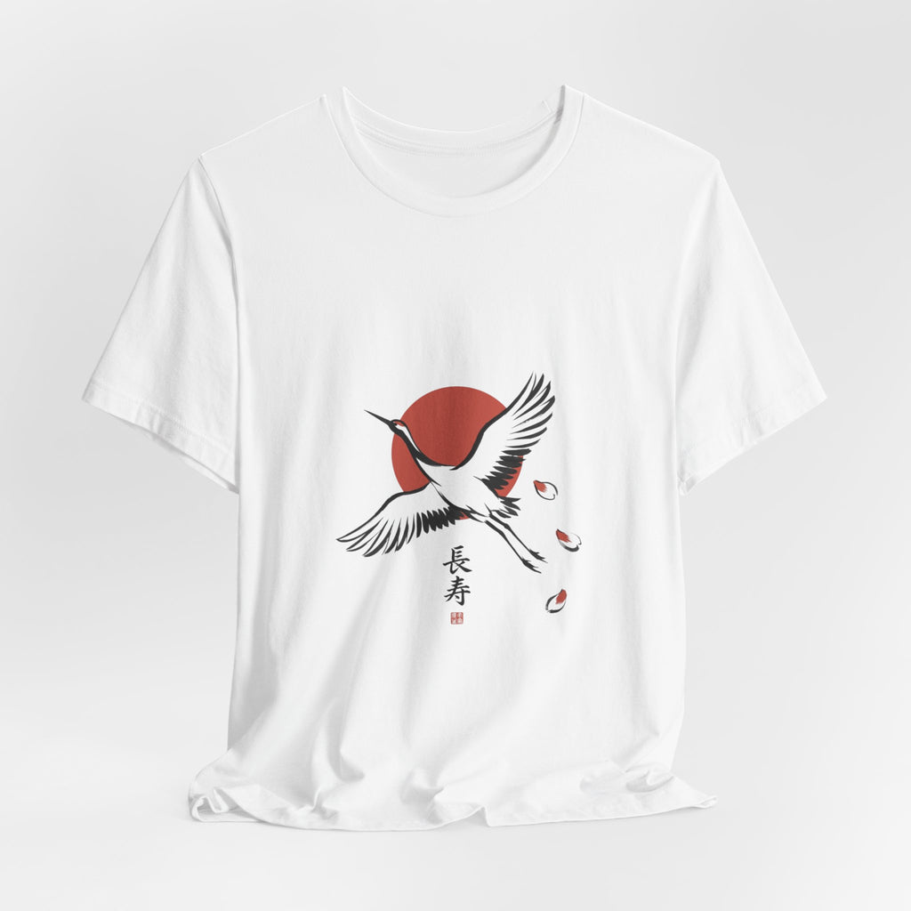 Crane Rising Sun Tee | Japanese Streetwear, Cherry Blossom Koi Aesthetic