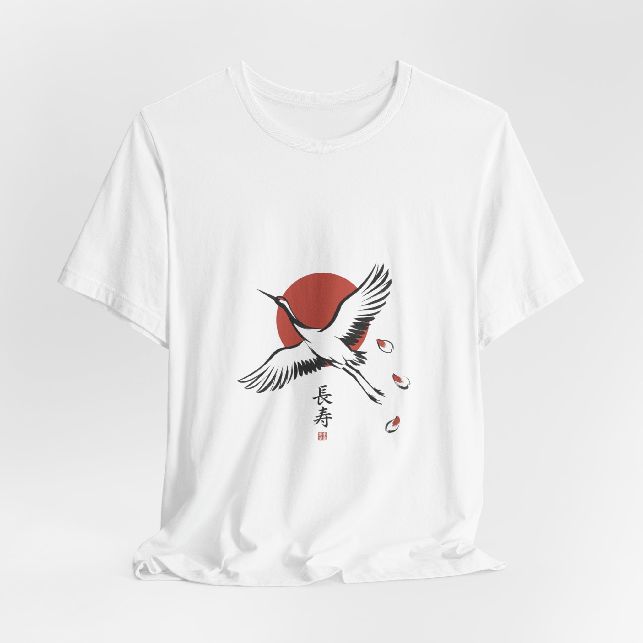 Crane Rising Sun Tee | Japanese Streetwear, Cherry Blossom Koi Aesthetic