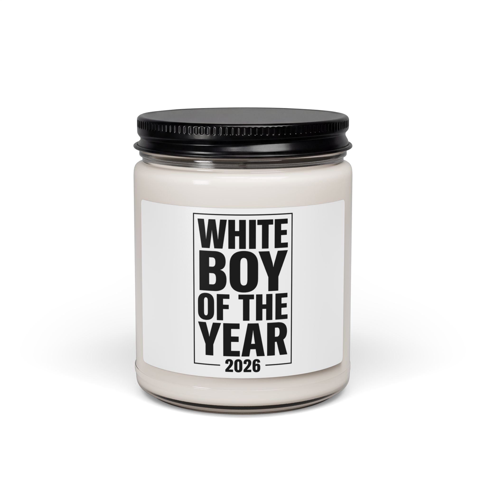 White Boy of the Year Candle, Scented Soy Jar, Meme Novelty 2026