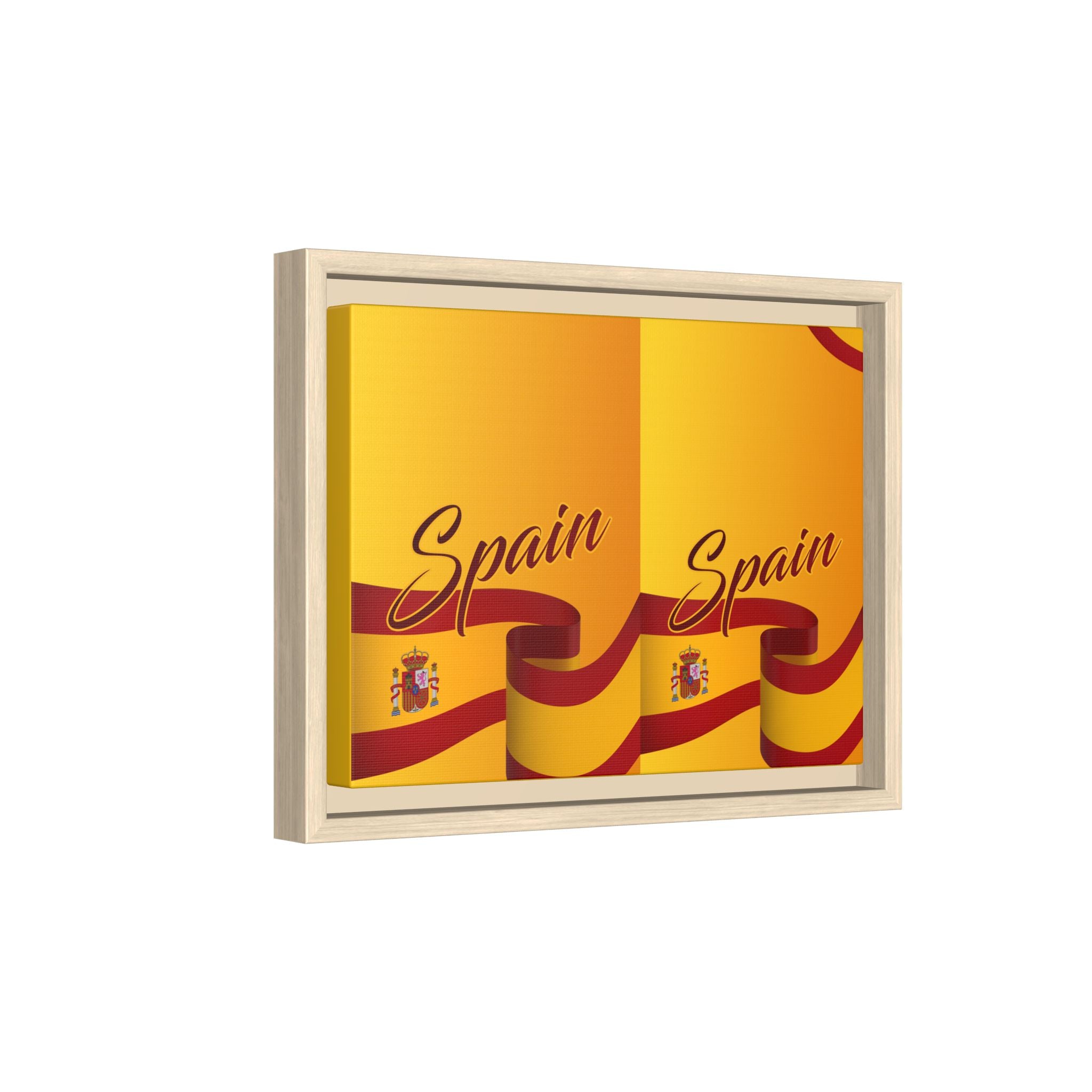 Spain Flag Matte Canvas Framed Wall Art — Travel Poster Decor