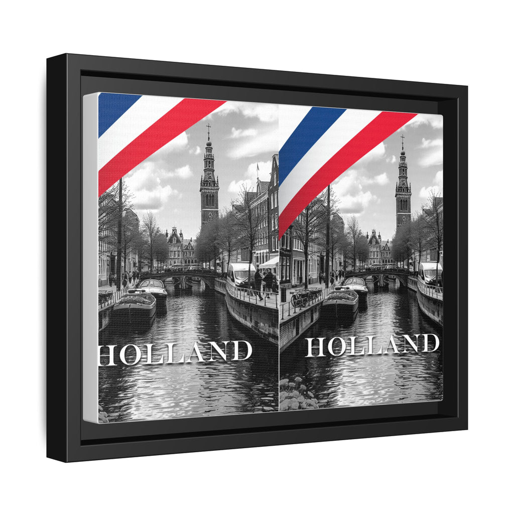Holland Canal Framed Canvas Print — Dutch Flag Travel Wall Art