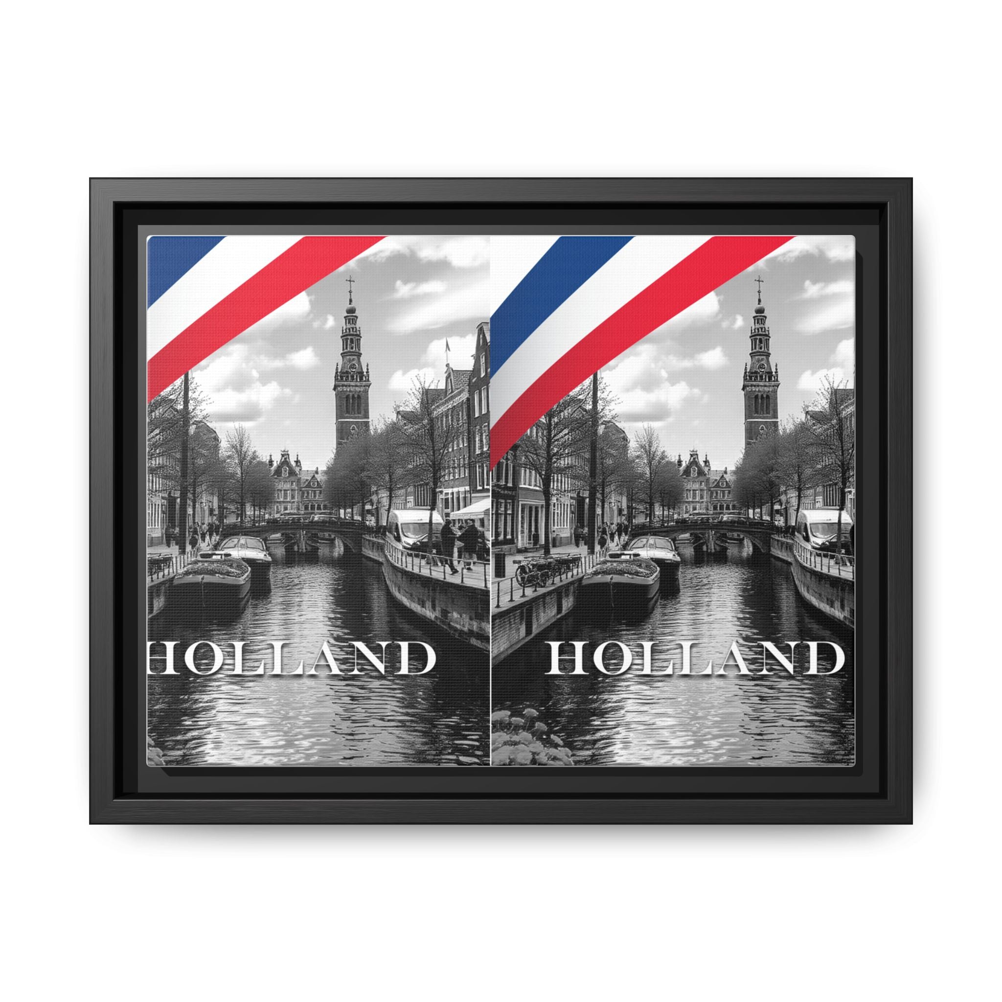 Holland Canal Framed Canvas Print — Dutch Flag Travel Wall Art