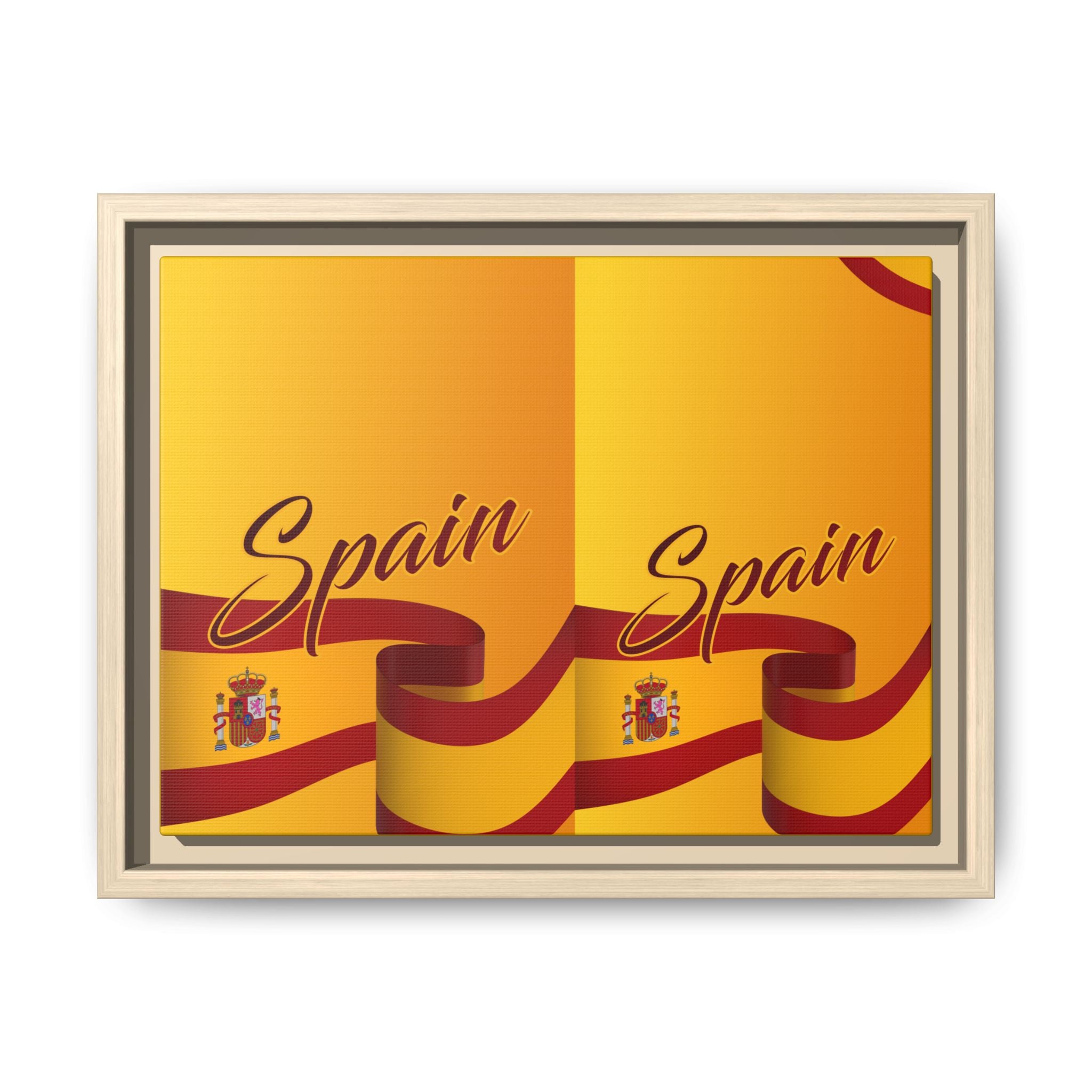 Spain Flag Matte Canvas Framed Wall Art — Travel Poster Decor