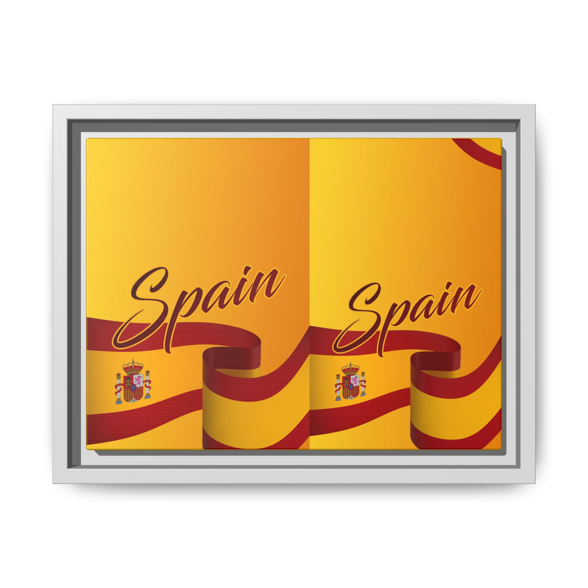 Spain Flag Matte Canvas Framed Wall Art — Travel Poster Decor