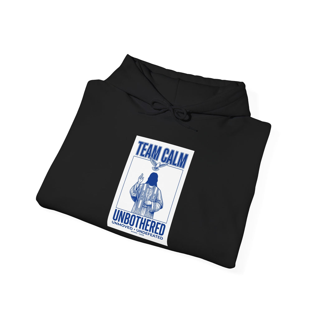 Team Calm Unbothered Hoodie | Pope‑coded Sacred Symbolism, Minimal Authority