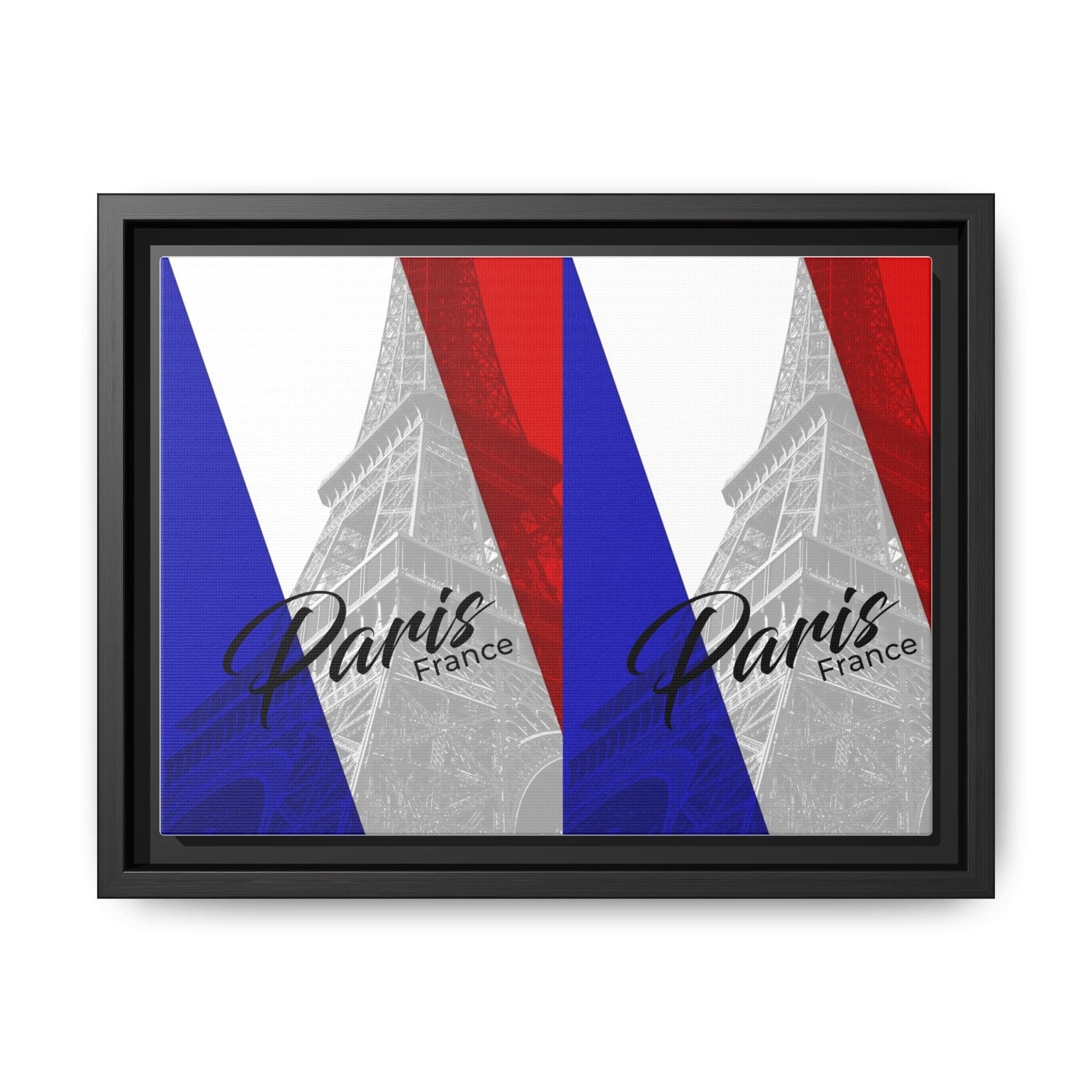 Paris Eiffel Matte Canvas Framed Wall Art — French Flag Pop-Print