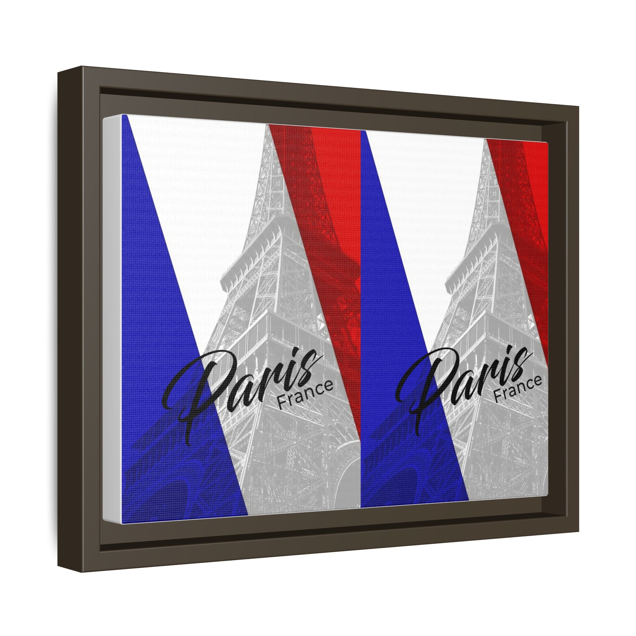 Paris Eiffel Matte Canvas Framed Wall Art — French Flag Pop-Print