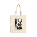 White Boy of the Year Tote | Meme Slogan Canvas, Ironic Text 2026