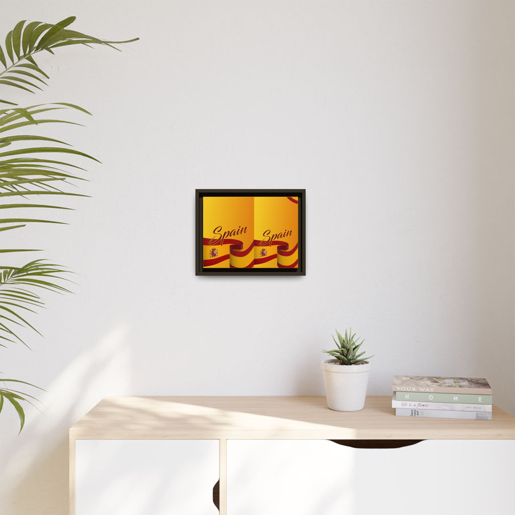Spain Flag Matte Canvas Framed Wall Art — Travel Poster Decor
