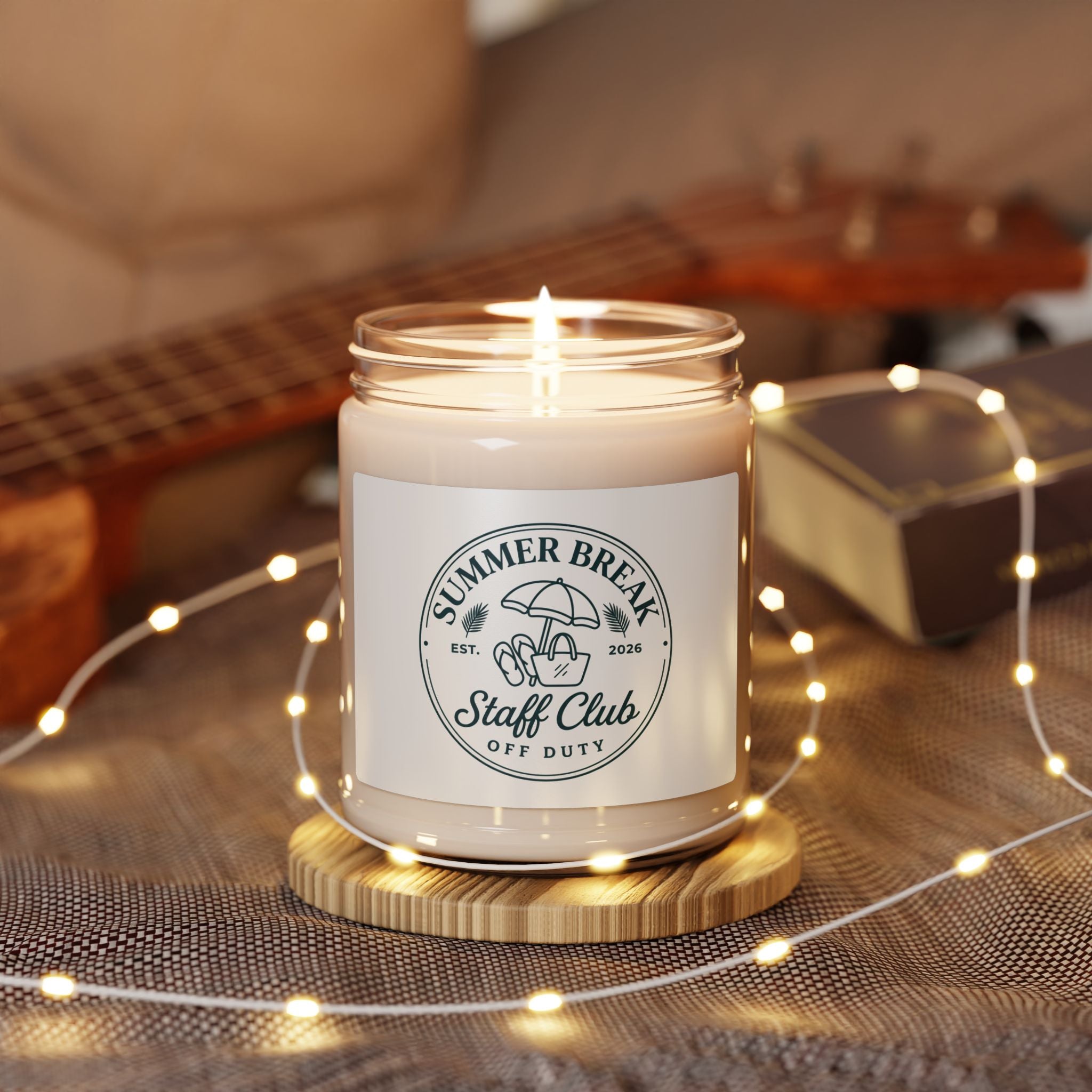 Summer Break Staff Club Candle, Teacher Last Day of School, Retro Beach Graphic