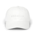 USA WC26 Embroidered Dad Cap — Minimalist White Baseball Hat