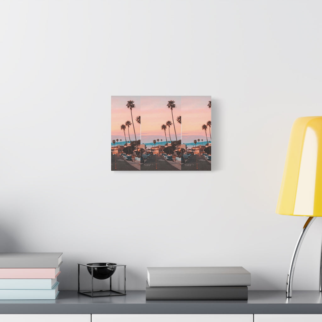 Sunset Palm Beach Canvas Print — Coastal Wall Art Matte Stretched