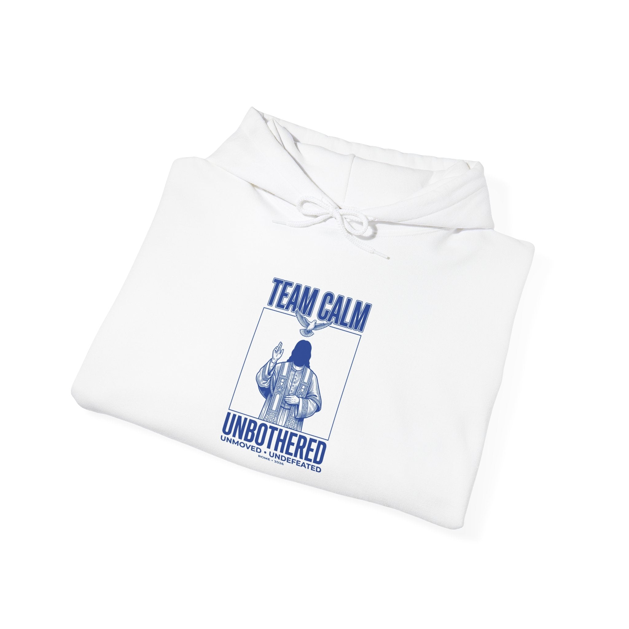 Team Calm Unbothered Hoodie | Pope‑coded Sacred Symbolism, Minimal Authority