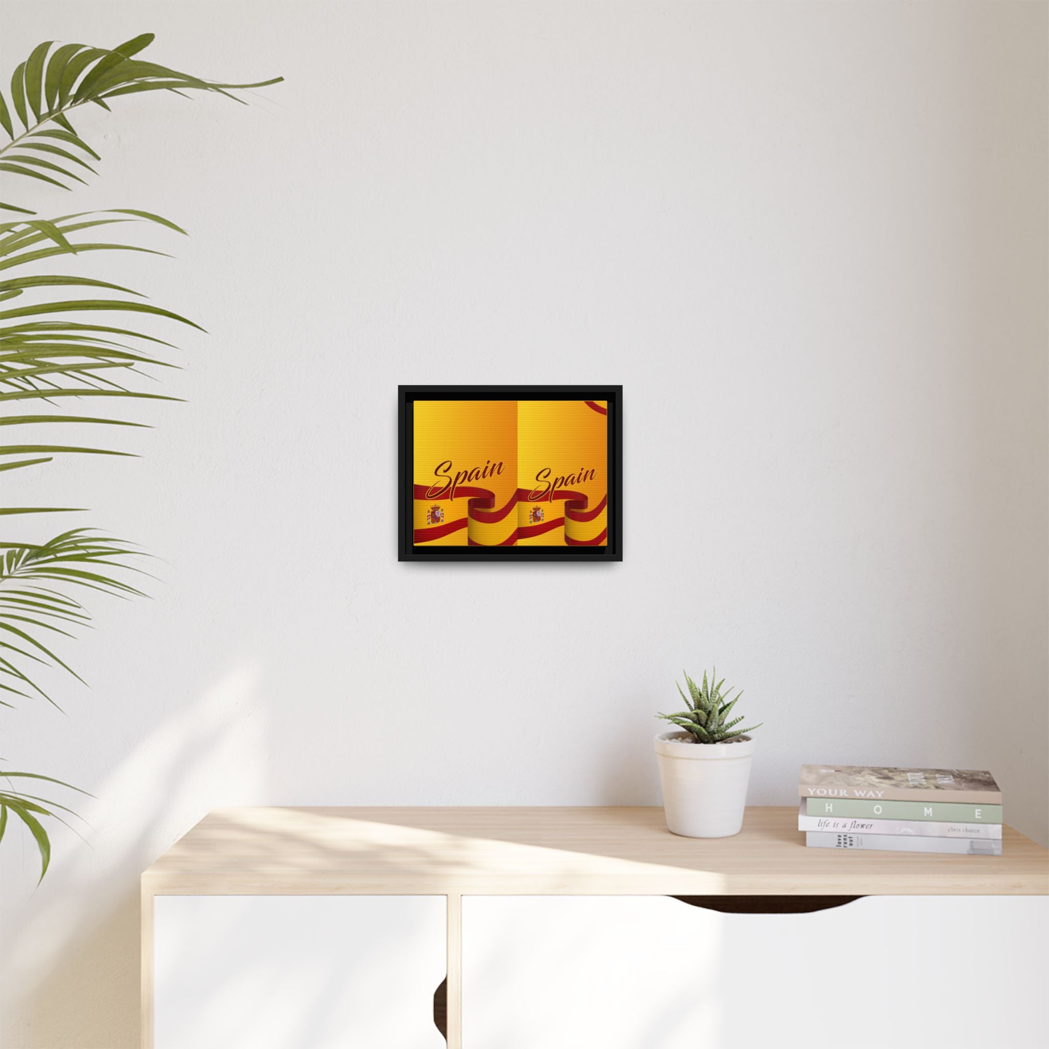 Spain Flag Matte Canvas Framed Wall Art — Travel Poster Decor