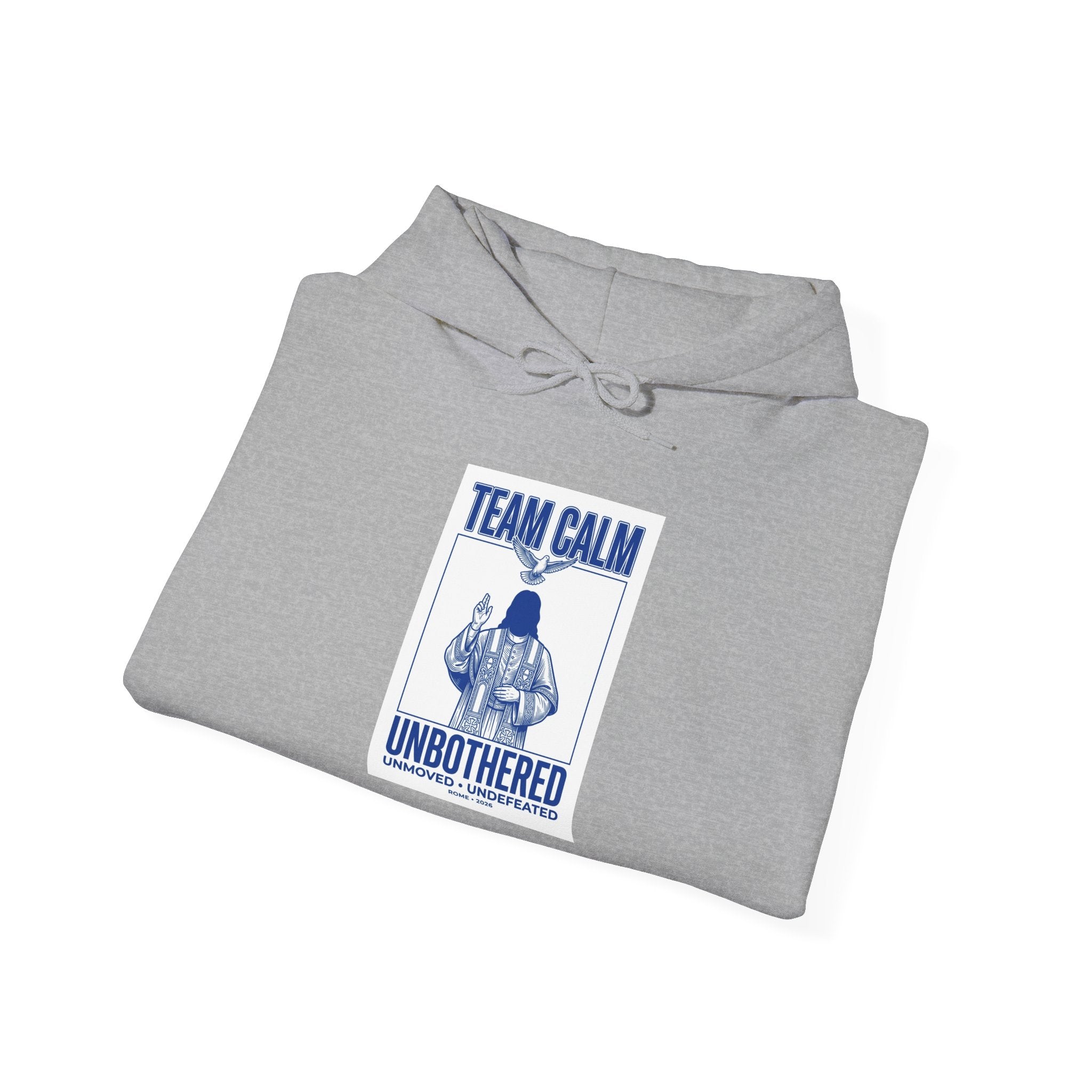 Team Calm Unbothered Hoodie | Pope‑coded Sacred Symbolism, Minimal Authority