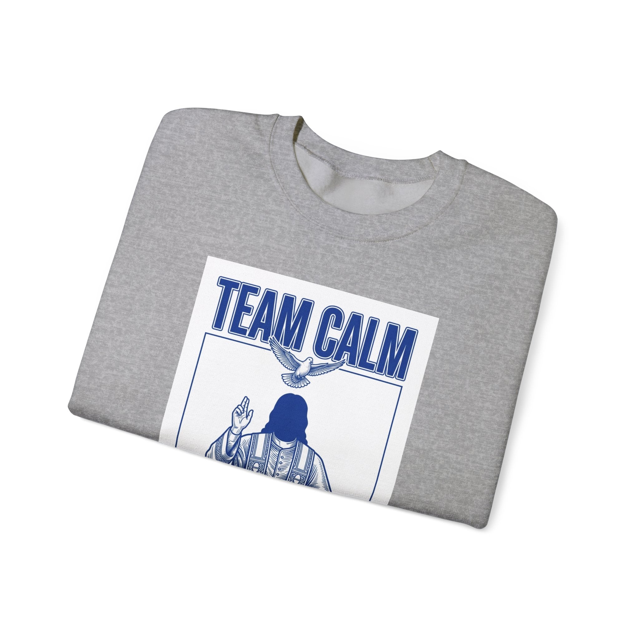 Team Calm 'Unbothered' Crewneck Sweatshirt | Pope‑coded Symbolism, Minimalist Religious Graphic