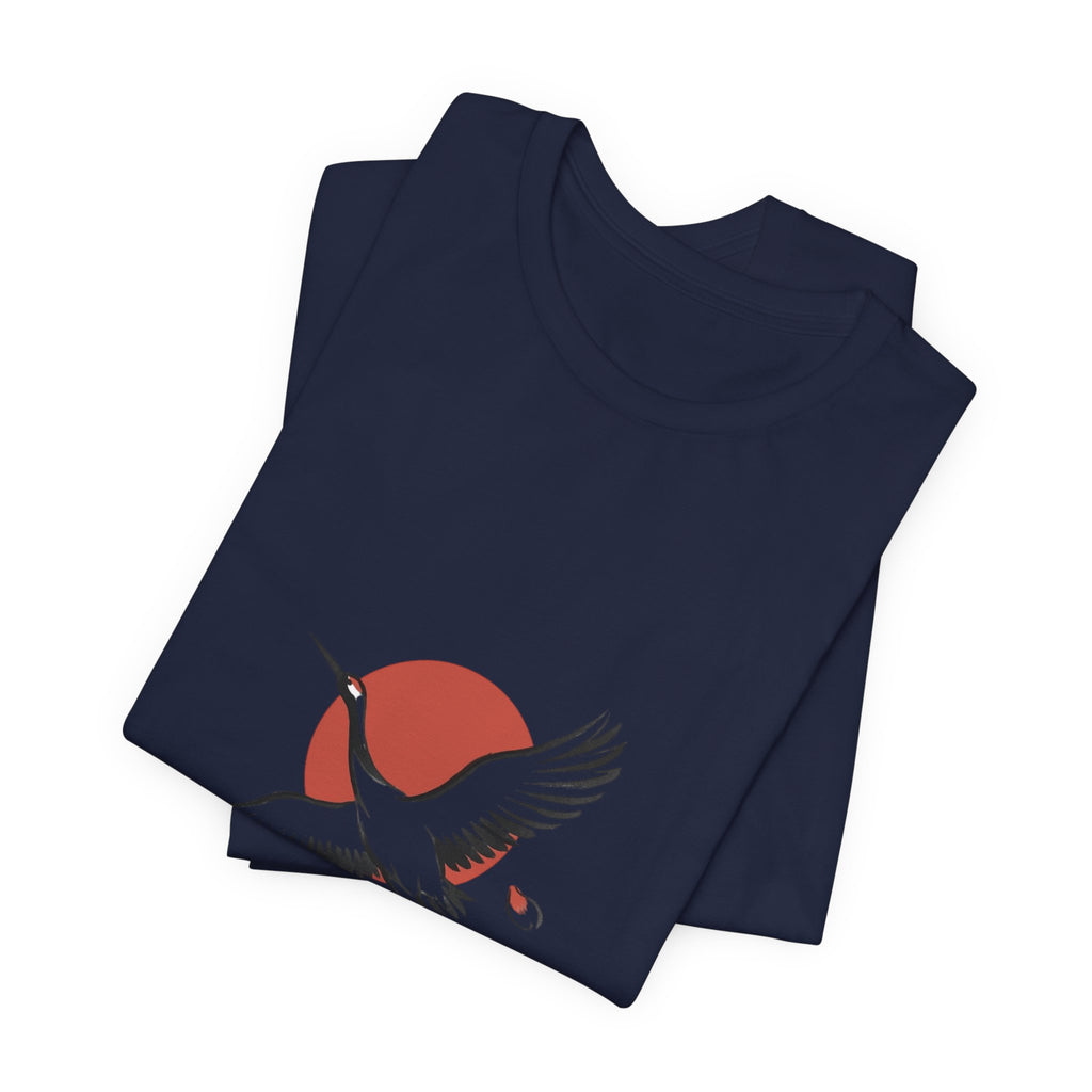 Crane Rising Sun Tee | Japanese Streetwear, Cherry Blossom Koi Aesthetic